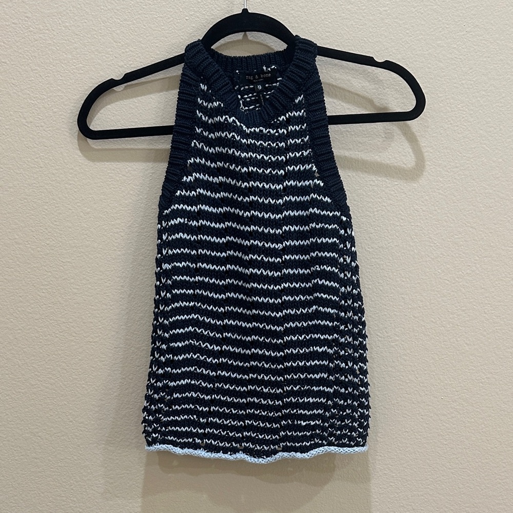 Rag & Bone Navy and White Knit Tank Top